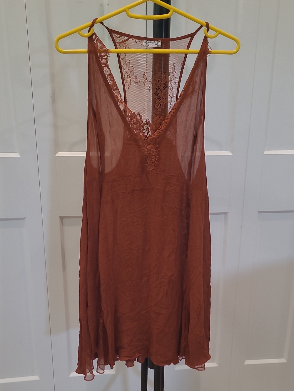 Free People Rust Lace-Back Slip Dress / Chemise